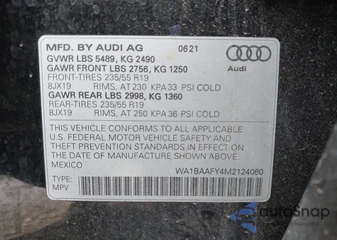 2021 Audi Q5 Premium Plus 45 Tfsi Quattro S Tronic z USA, uszkodzony, nr VIN WA1BAAFY4M2124060